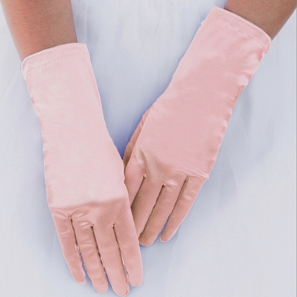 Elegant Pink Satin Gloves